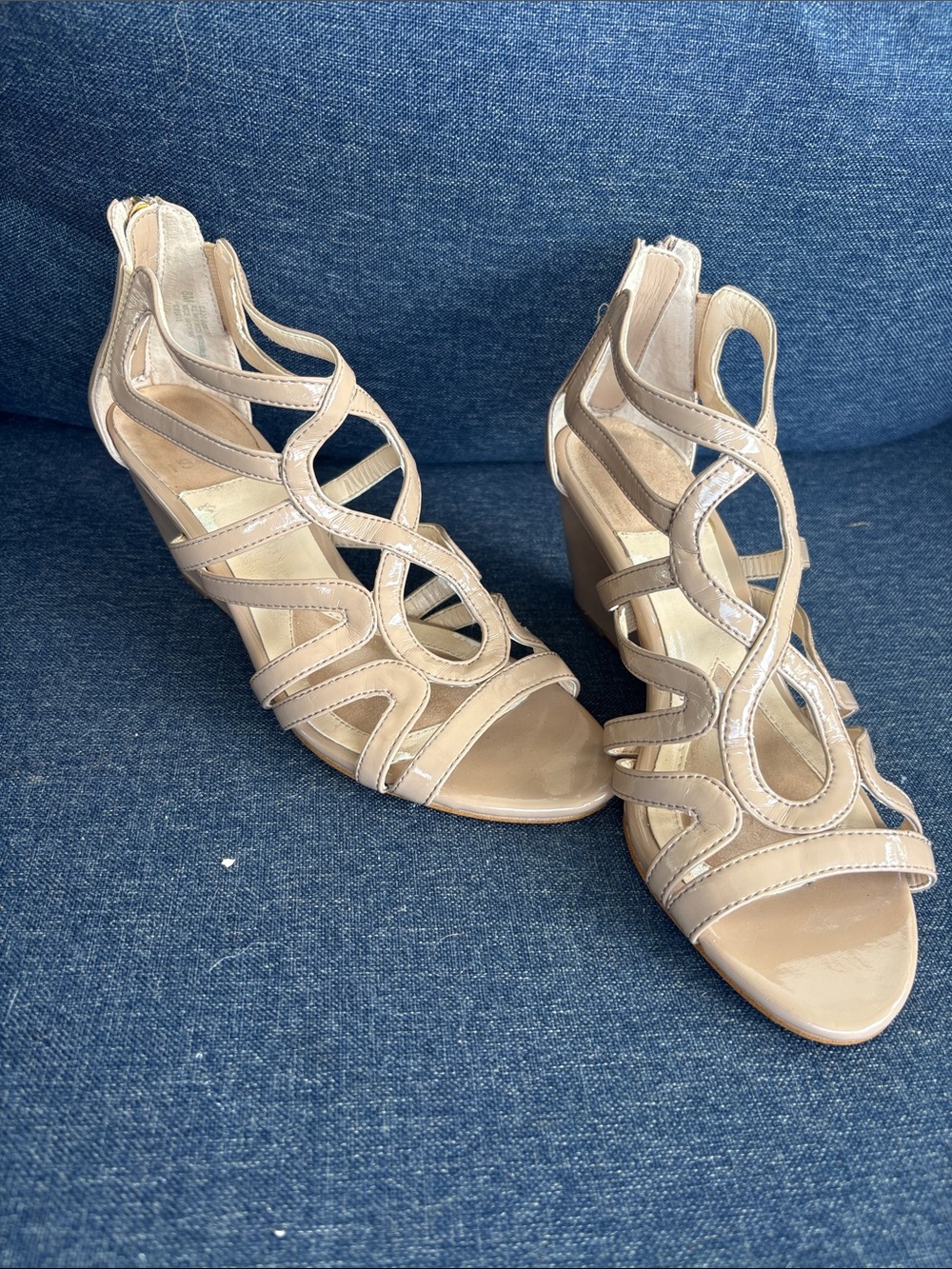 Isola Sculpted Beige Cutout Heeled Sandals